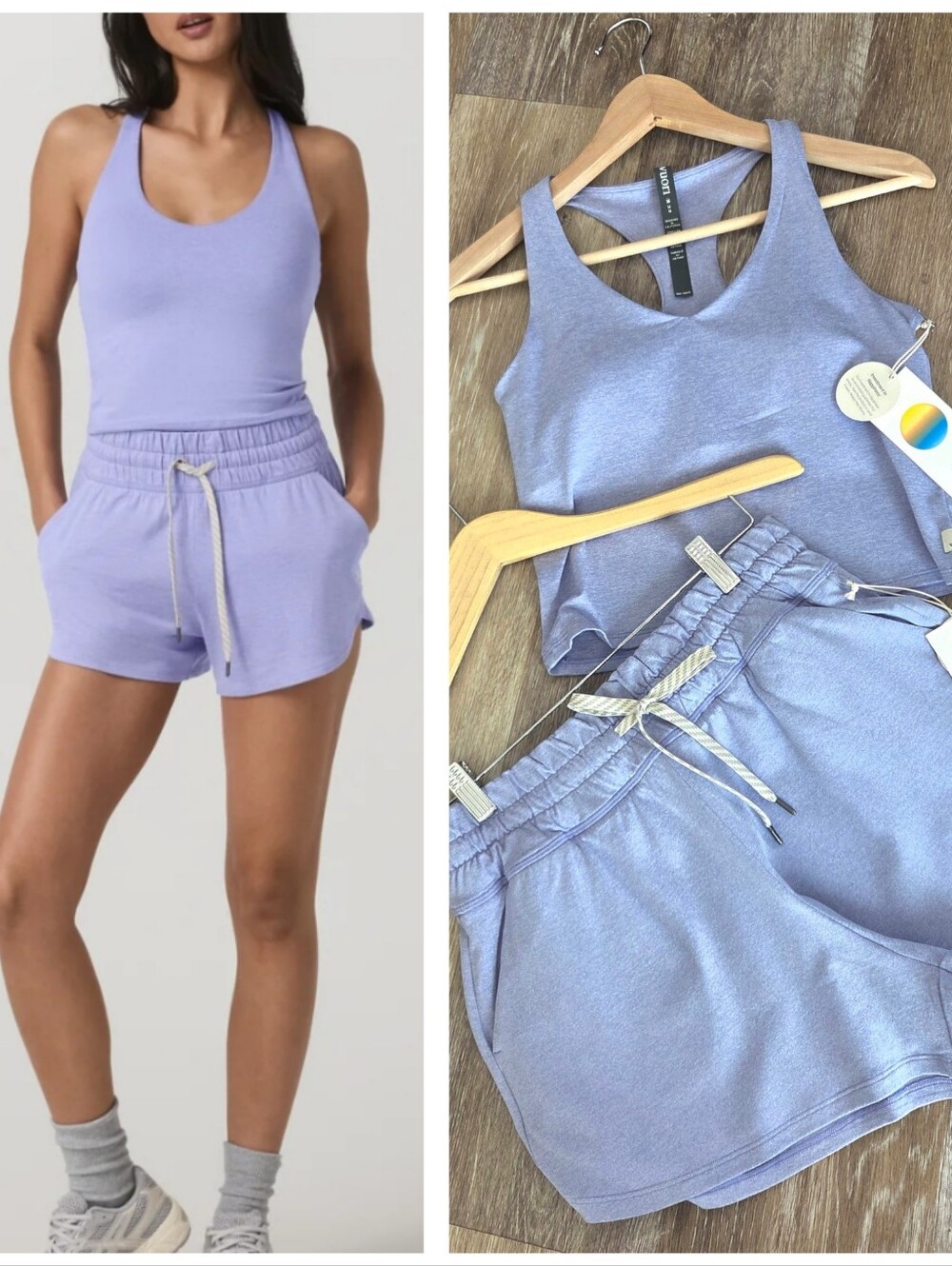 Vuori Halo 2.0 Hyacinth Racerback Tank Drawstring Shorts Set NWT PRICE FIRM HTF